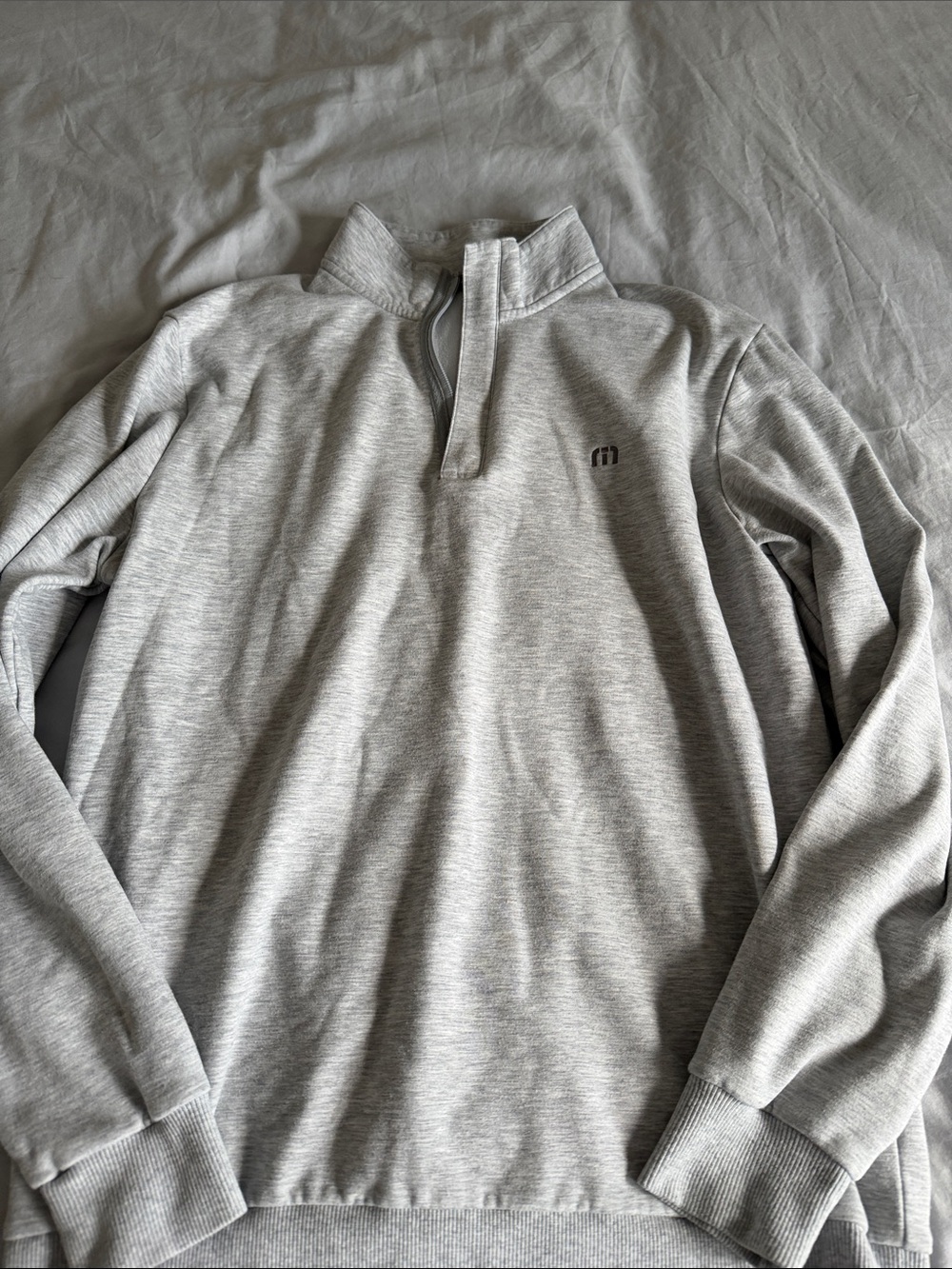 Travis Mathew Men's Light Gray Quarter-Zip Sweater